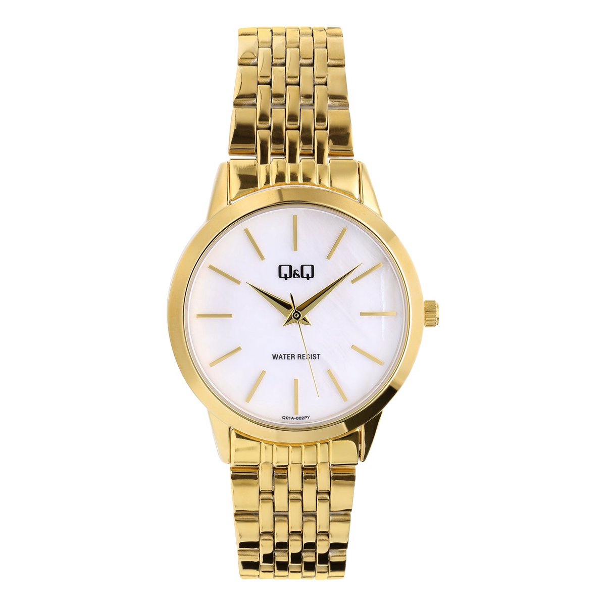Q Q Dames horloge parelmoer - Staal - Goudkleurig - 31.80 mm