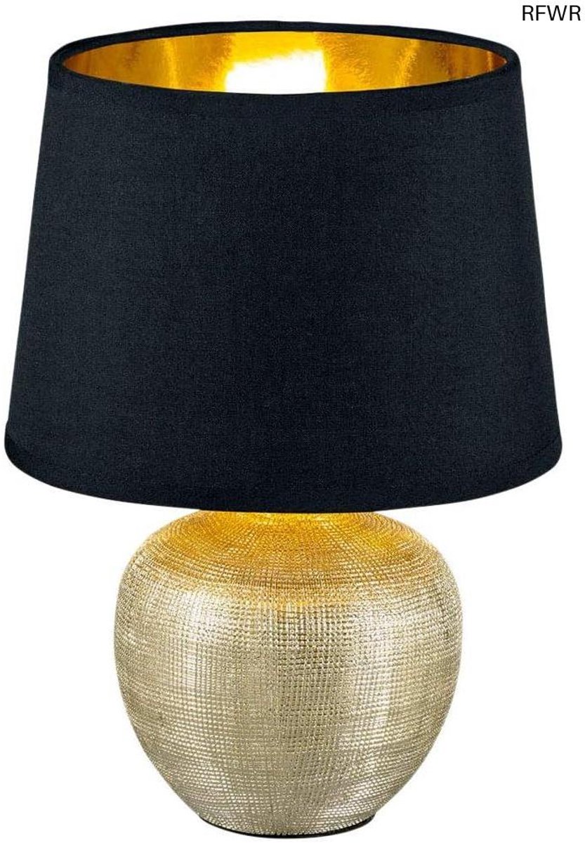 RFWR® Keramische Tafellamp met Gouden Accent - E14 Fitting, 26 cm Hoog
