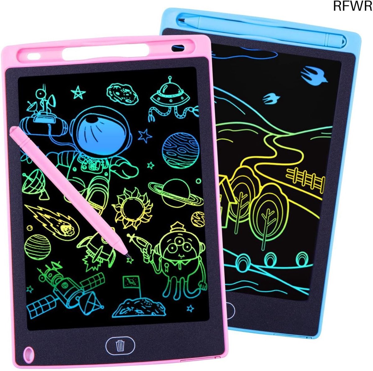 RFWR® LCD Schrijfbord 2 stuks 22 cm - Educatief Speelgoed voor Kinderen van 3 tot 7 Jaar