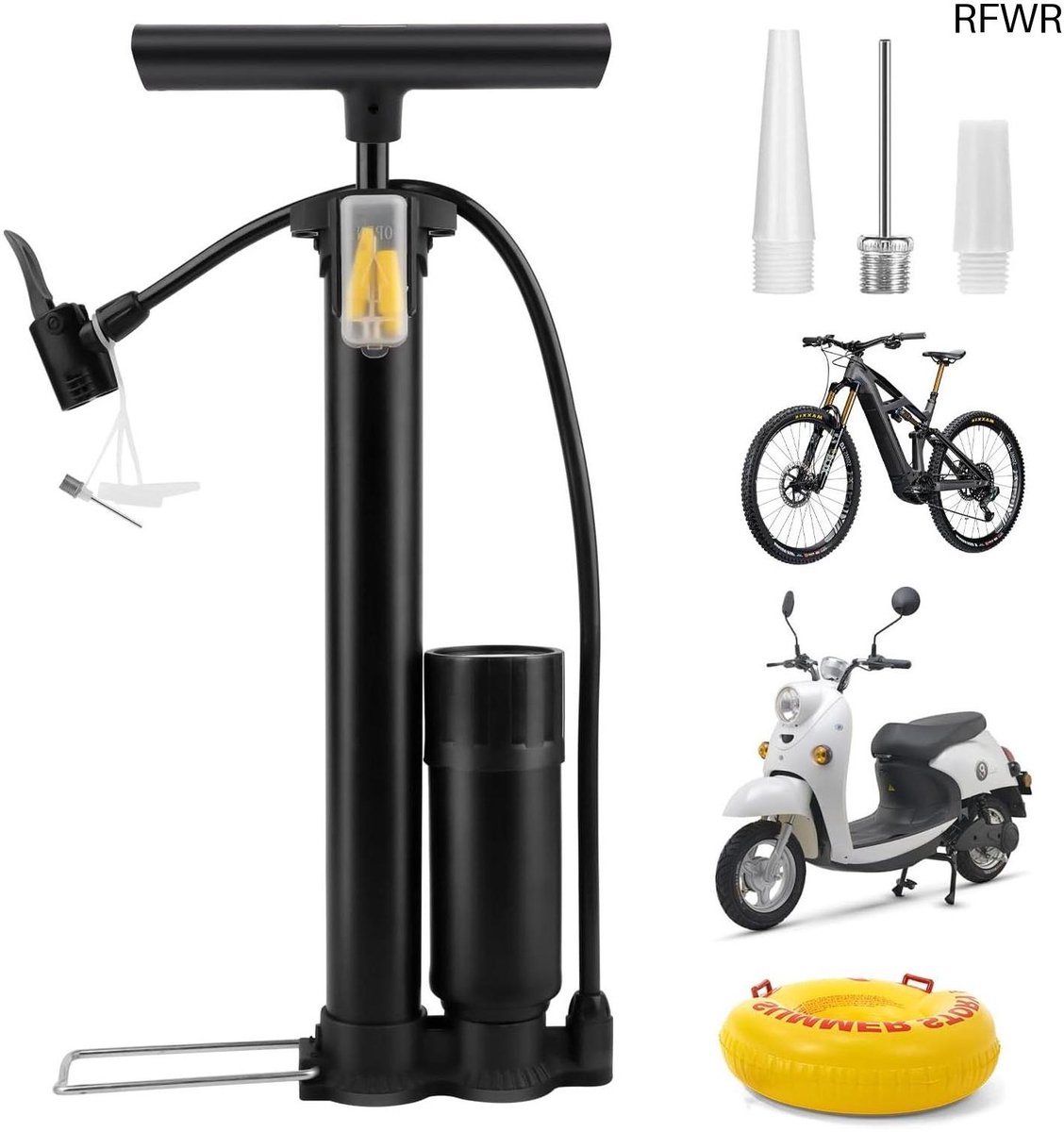 RFWR® Fietspomp met Manometer - Ideale Luchtpomp voor Fietsen