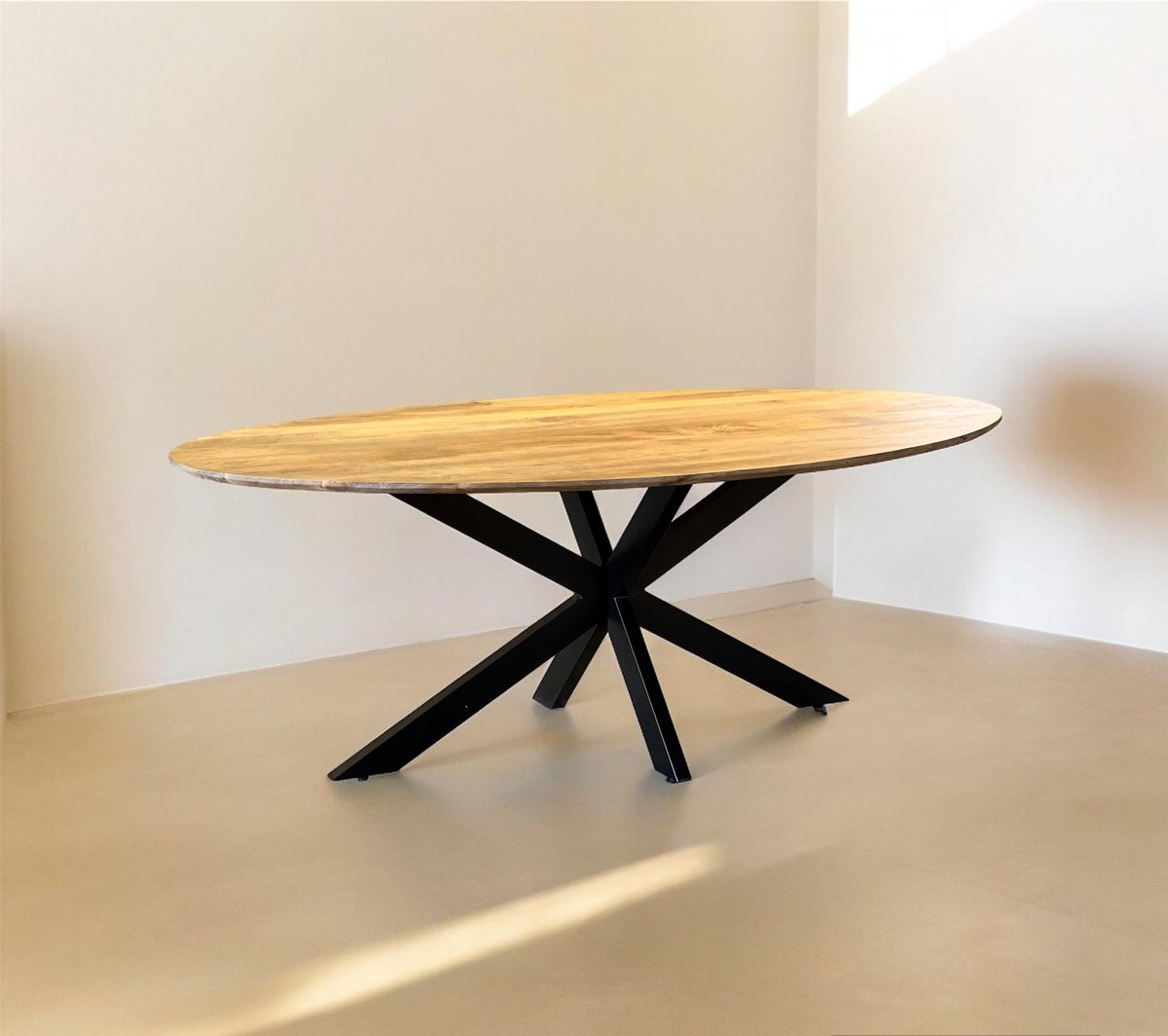 Swiss Oval Eettafel Mangohout – 180x90cm – Naturel -