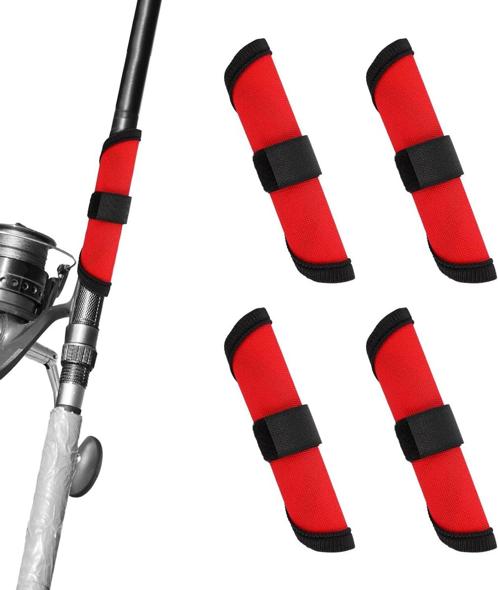 Allecto Plus - 4 Vislokaasbeschermers 15cm voor Hengel - Handschoenen - Zichtbaar Lokaas - Veilig Vissen - Rood