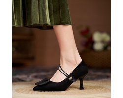 Allecto Plus - Elastische Hoge Hakken Schoenen Zwart - Verstelbare Bandjes - Anti-Losse Straps - Voor Houden van Loszittende Hoge Hakken Slippers