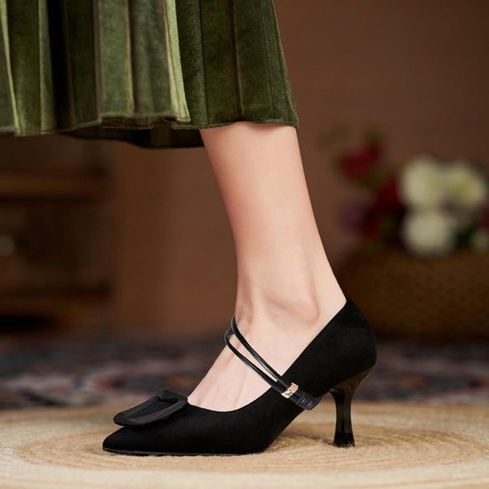 Hoge Hakken Sandalen Met Hak Dichte Neus Allecto Plus Elastische