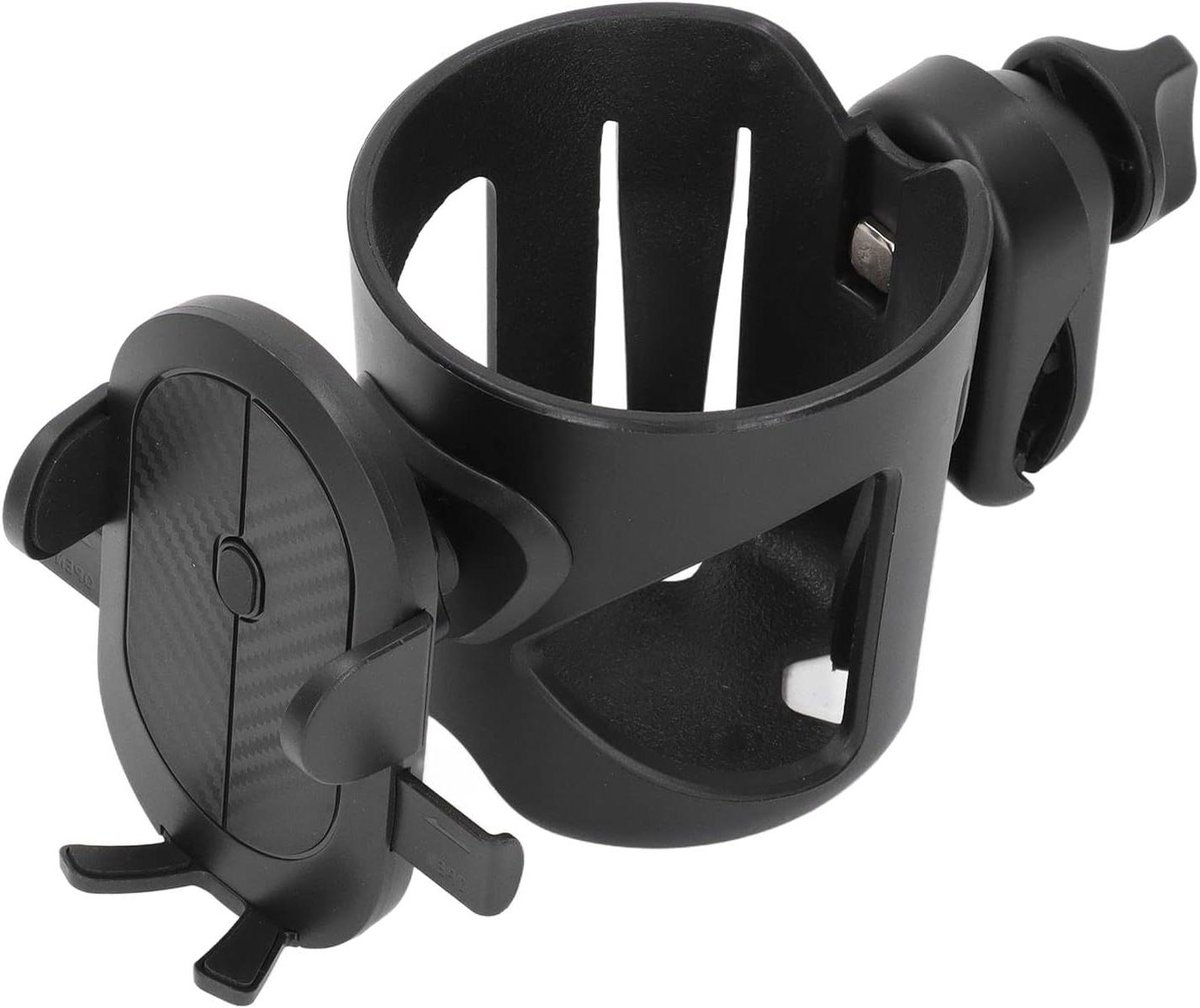 Allecto Plus - Wandelwagen Bekerhouder en Mobiele Telefoon Houder - Stabiele 2-in-1 Houder voor Waterfles en Meer - Geschikt voor Winkelwagen en Loopband