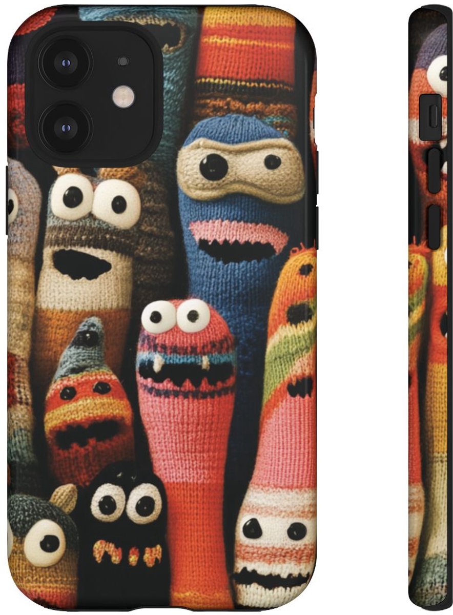 Vrolijke Gebreide Monsterfiguren – Telefoonhoesje Geschikt voor iPhone 12