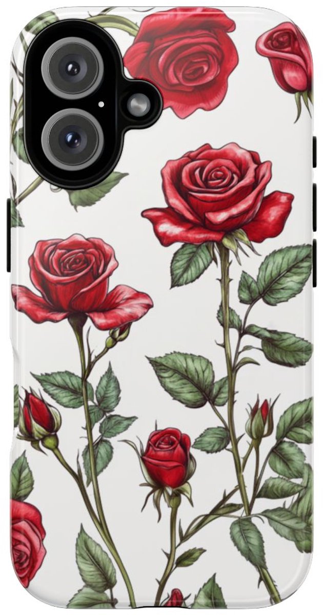 Rode Rozen Botanisch Patroon – Telefoonhoesje Geschikt voor iPhone 16