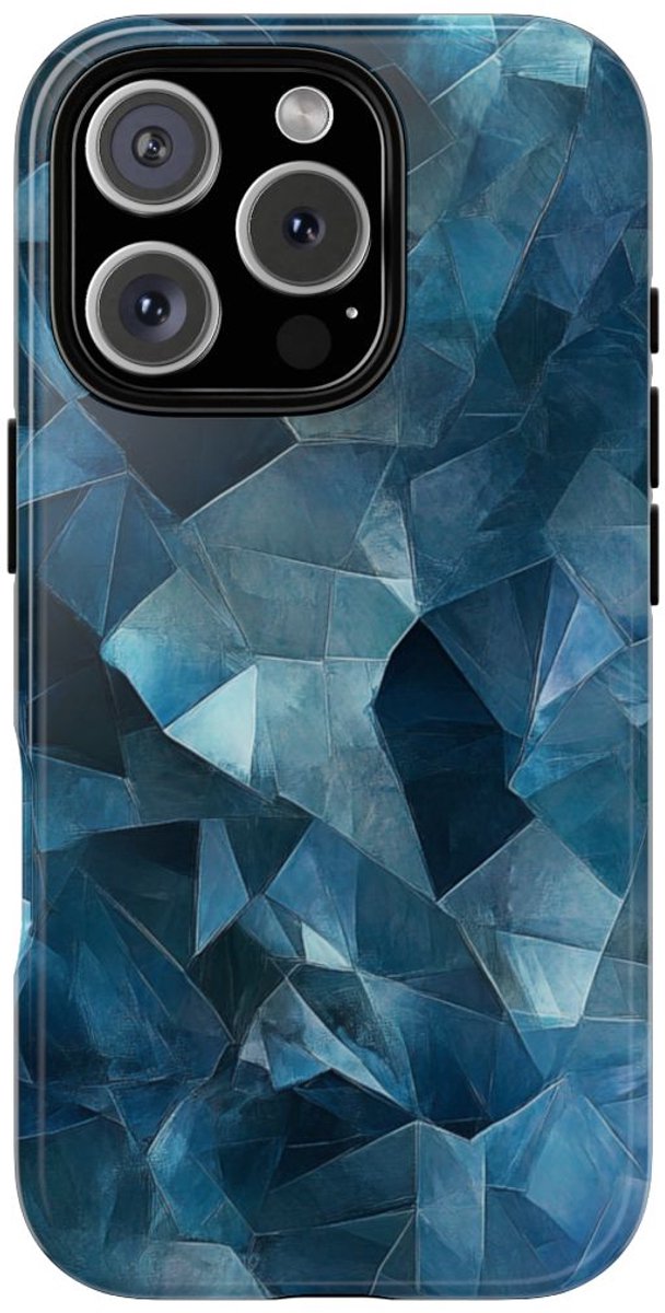 Blauw Gekristalliseerd Abstract Patroon – Telefoonhoesje Geschikt voor iPhone 16 Pro