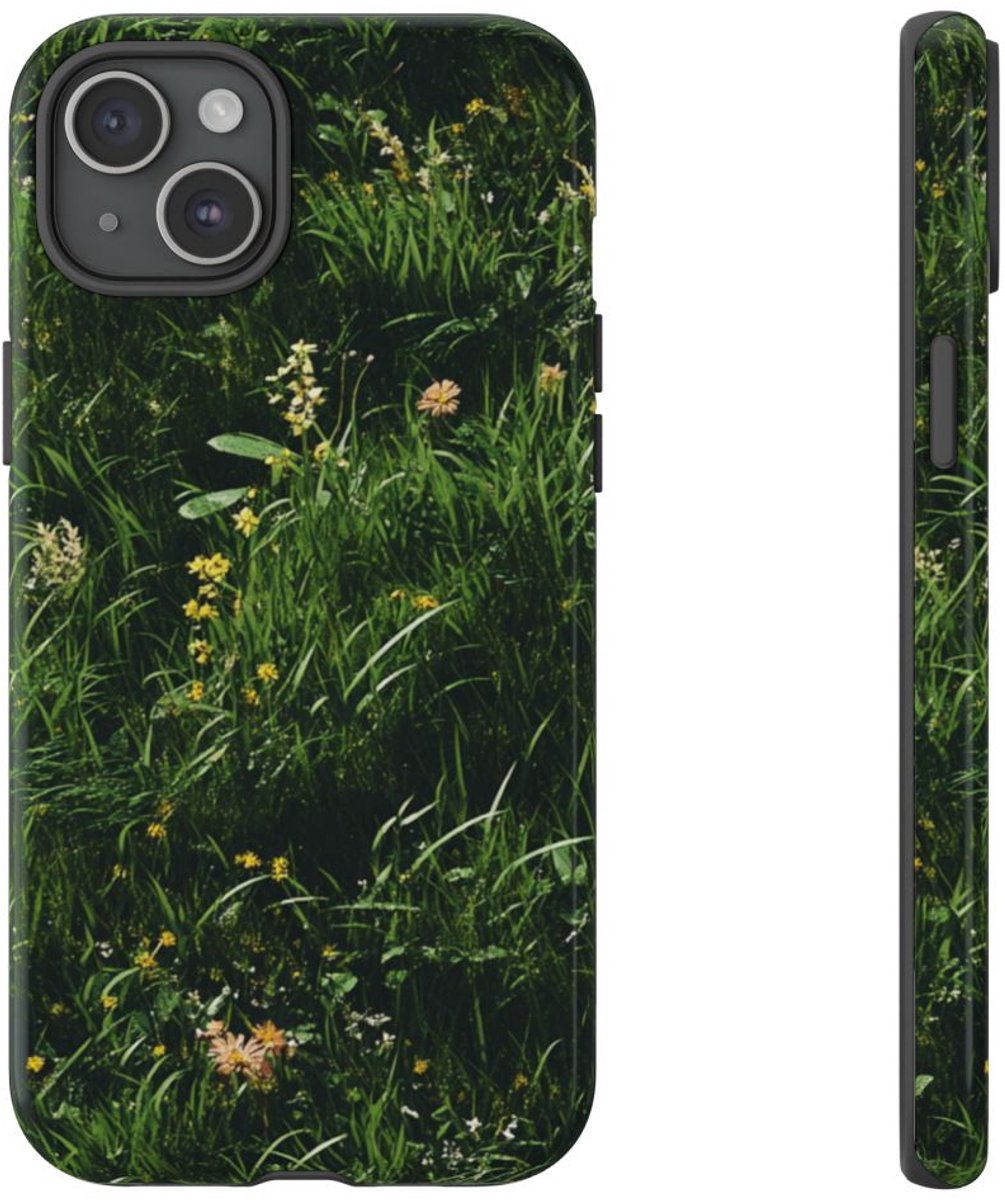Bloemenweide in Detail – Telefoonhoesje Geschikt voor iPhone 15 Plus