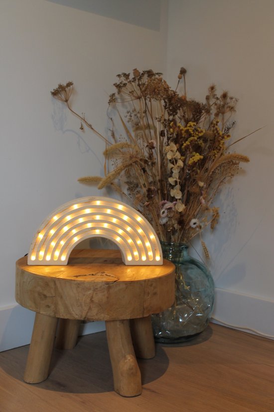 Nachtlamp Regenboog Naturel - Kinderkamer - Babykamer - LED-Verlichting - Hout - Handgemaakt - Lamp - Lichtenhout.nl van Lichtenhout.nl — afbeelding 5