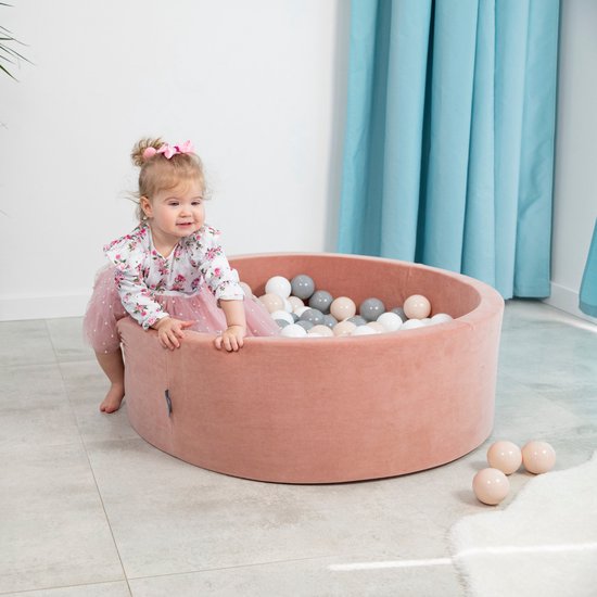 KiddyMoon Ballenbak ballen 100 stuks Ø7cm - Kinderballen baby BPA-vrij - Speelballen voor ballenbad - Pastelbeige Wit Parelmoer — afbeelding 4