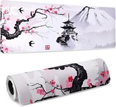Grote Muismat 90x40 | Gaming Muismat | Wit | XXL | Antislip | Desktop Mat | Computer Mat | Blossom
