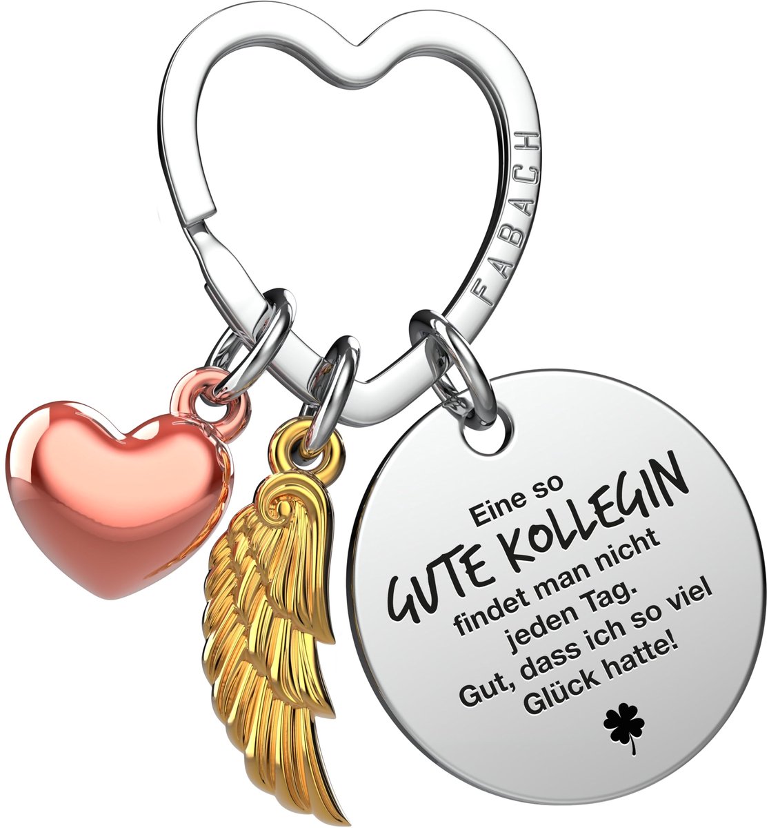 FABACH Beste Collega Sleutelhanger Beschermengel Geluksbrenger met Hart en Gravure - Afscheid Collega Afscheidscadeau - Cadeaus Werk Collega Cadeau voor Collega met Hart