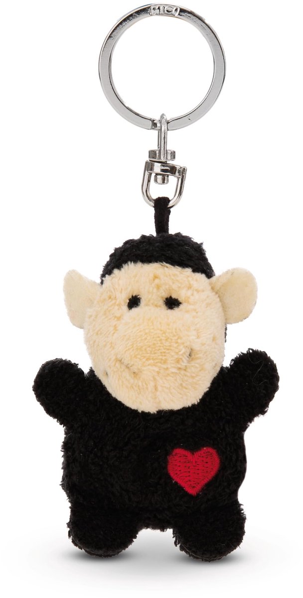 NICI sleutelhanger schaap zwart met hart 5cm
