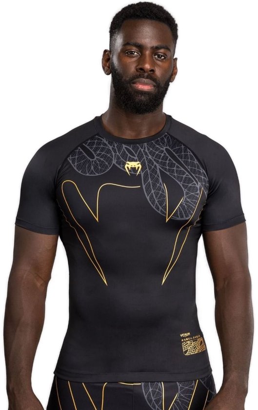 Foto: Venum serpenti rash guard zwart zilver goud m