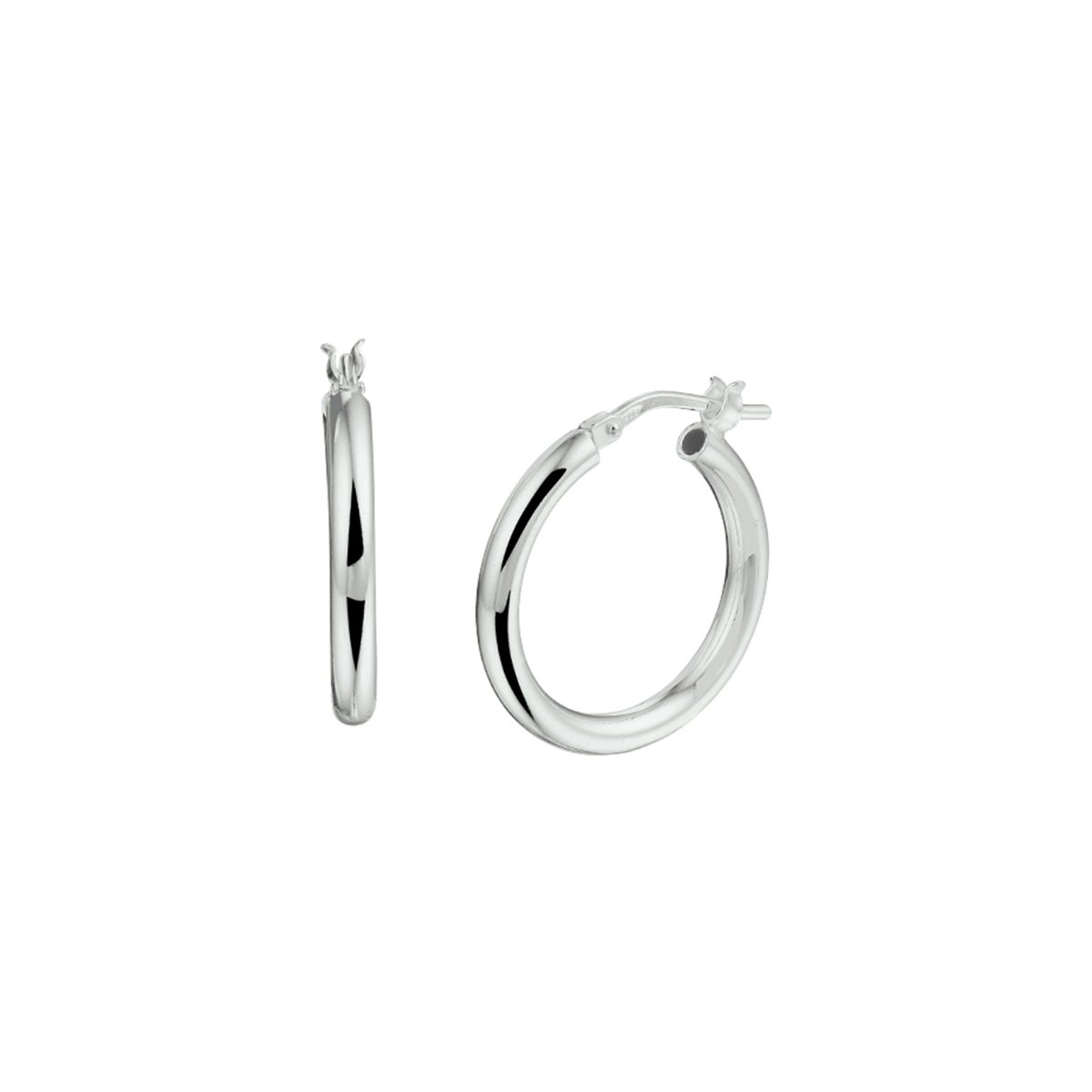 Glams oorringen ronde buis - 20 mm - Zilver