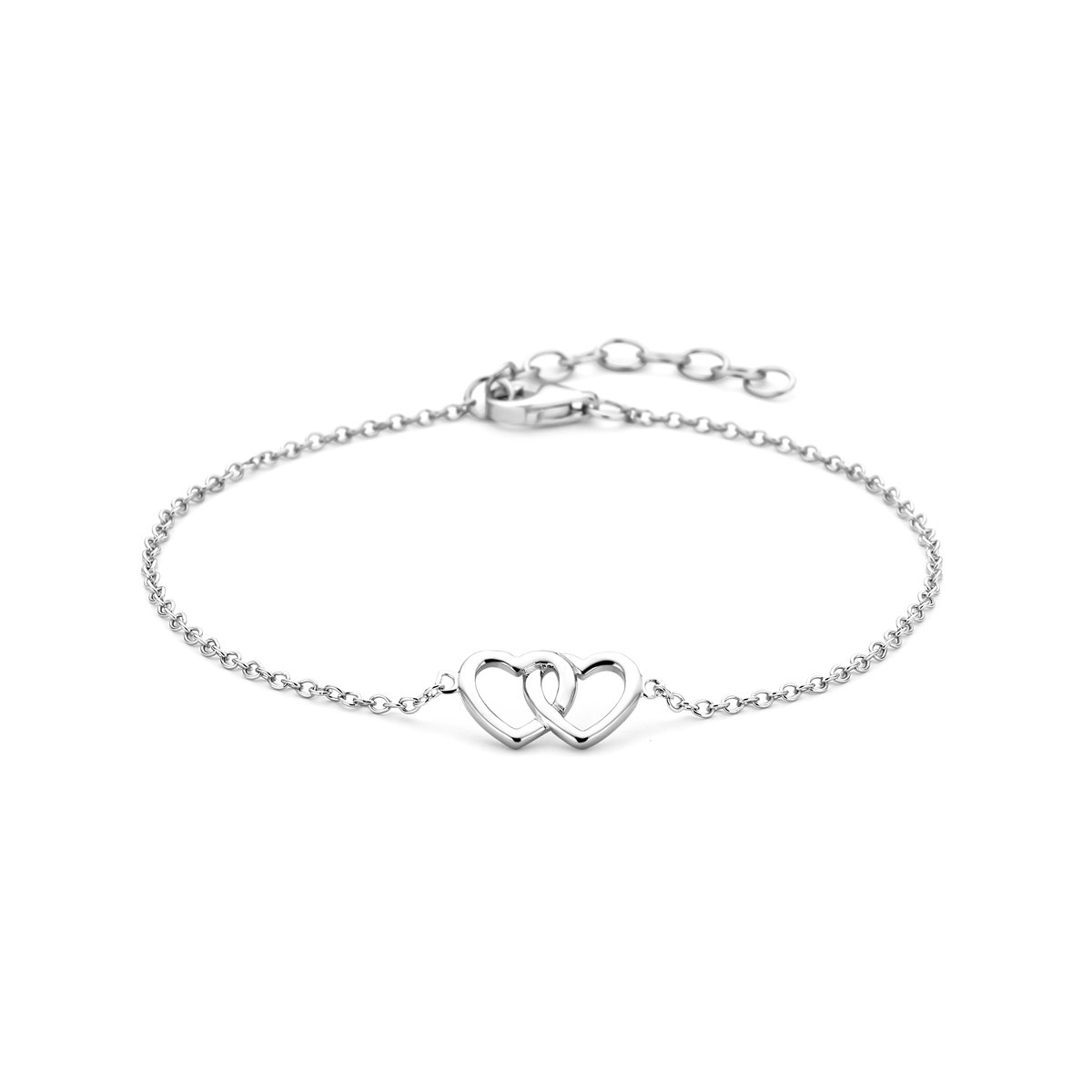 Glams armband hart 1,3 mm 15,5 + 2,5 cm - Zilver
