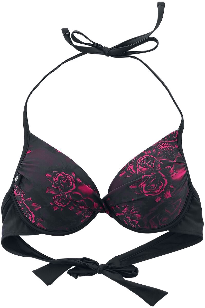 Black Premium by EMP Zwarte bikinitop met doodshoofd en rozen motief - Dames