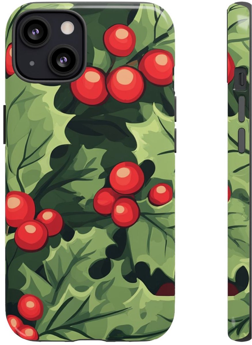 Feestelijk Hulstmotief met Glanzende Afwerking – Telefoonhoesje Geschikt voor iPhone 13