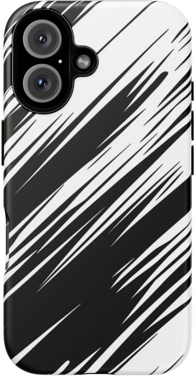 Zwart-Wit Snelheidslijnenpatroon – Telefoonhoesje Geschikt voor iPhone 16