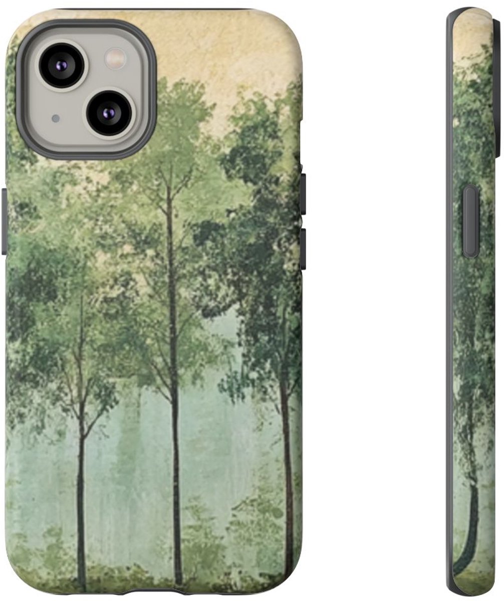 Groene Boomlijn Muurkunst – Telefoonhoesje Geschikt voor iPhone 14