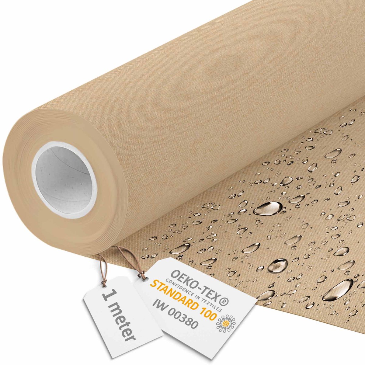 DreamRoots Canvas Waterdicht - Meubelstof per meter, Imitatie Plat 160 cm Breed - Waterafstotende stof 220 g/m2 600D - Luifelstof Waterdicht per meter, Woestijnzand 1M