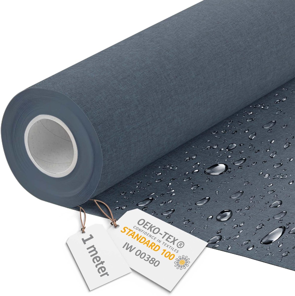 DreamRoots Canvas Waterdicht - Meubelstof per meter, Imitatie Plat 160 cm Breed - Waterafstotende stof 220 g/m2 600D - Luifelstof Waterdicht per meter, Ocean Isle 1M