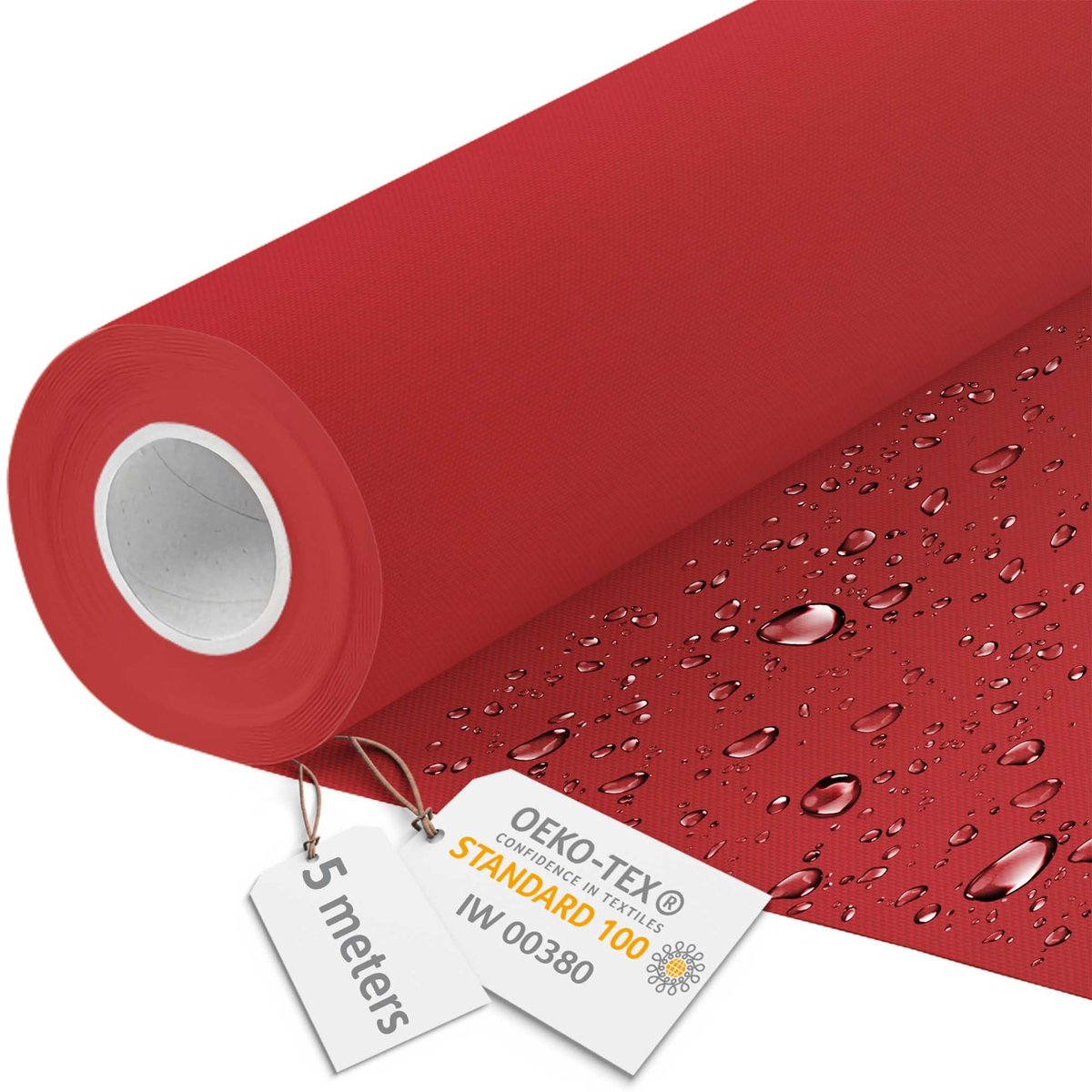DreamRoots Canvas Waterdicht - Meubelstof per meter 160 cm breed - Waterafstotende stof 220 g/m2 600D - Luifelstof Waterdicht per meter Rood 5M