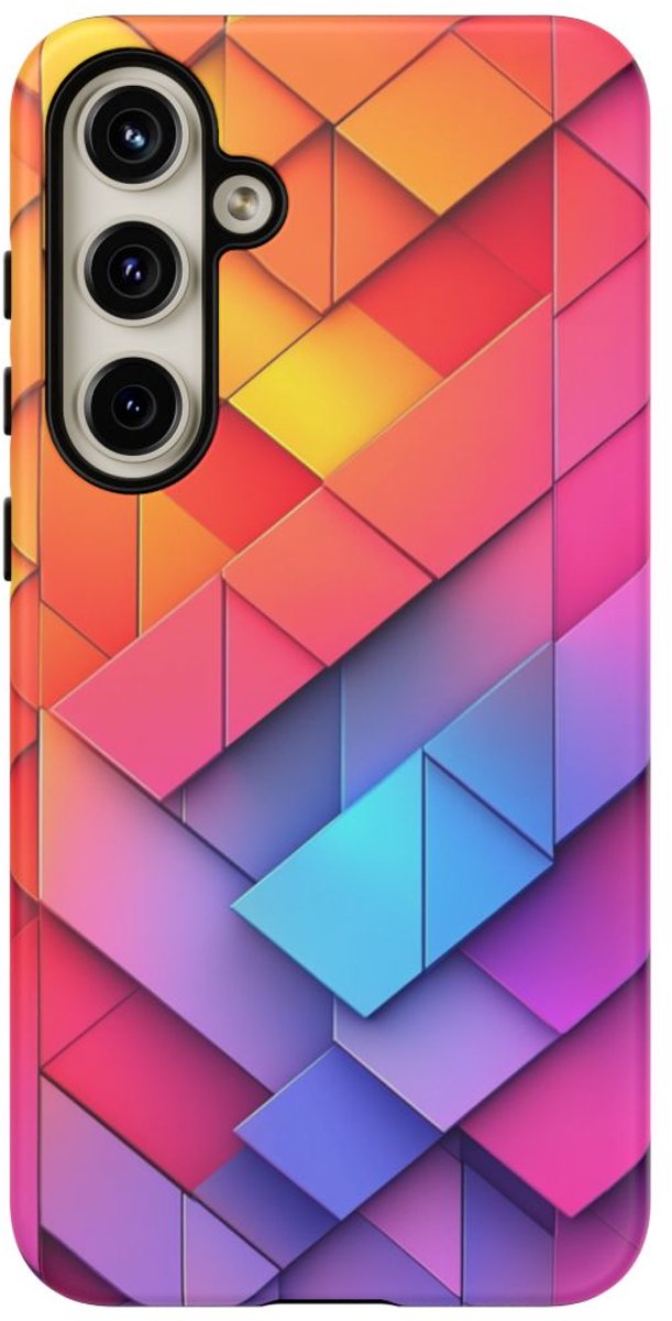 Kleurrijk Geometrisch Patroon – Telefoonhoesje Geschikt voor Galaxy S24 Plus