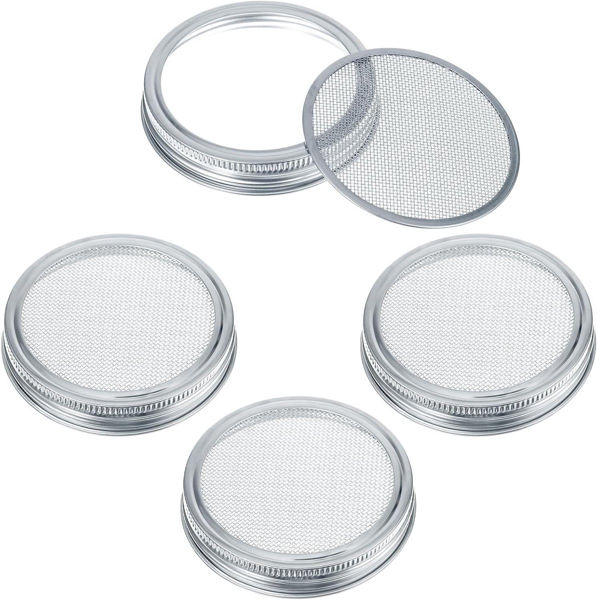 - Kiemglas deksel van roestvrij staal voor inmaakpotten - 86 mm diameter - 4 stuks- Kiemglas deksel van RVS - diameter 86 mm - voor kiemmachines en inmaakpotten- Set van 4 kiemglas deksels - geschikt voor kiemglazen en inmaakpotten met 86 mm diameter