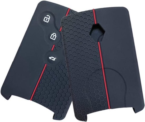 sleutelhoesje Renault Clio Scenic Megane - Honingraatpatroon - Zwart Rood — afbeelding 3