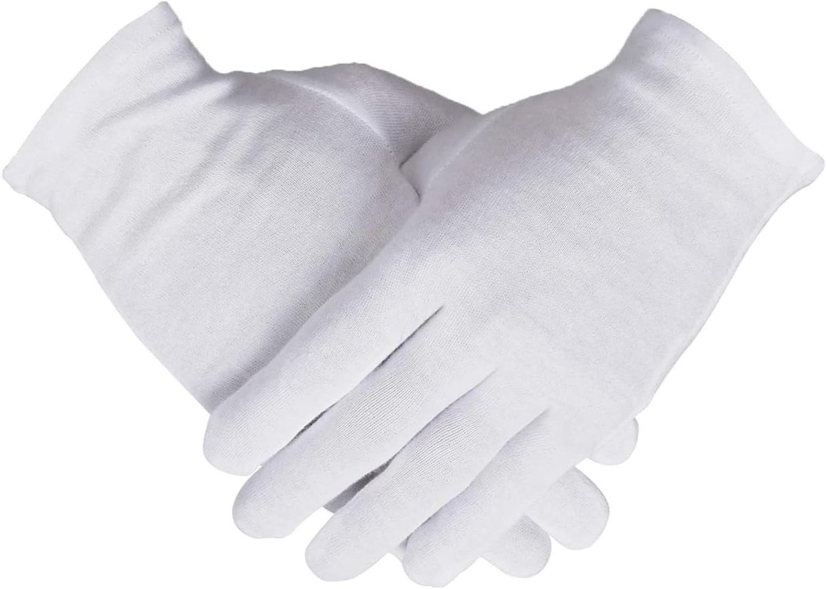 3 paar witte katoenen handschoenen - 100% katoen - voor vrouwen - droge handen - eczeem - serveren archiefmunten sieraden inspectiehandschoenen