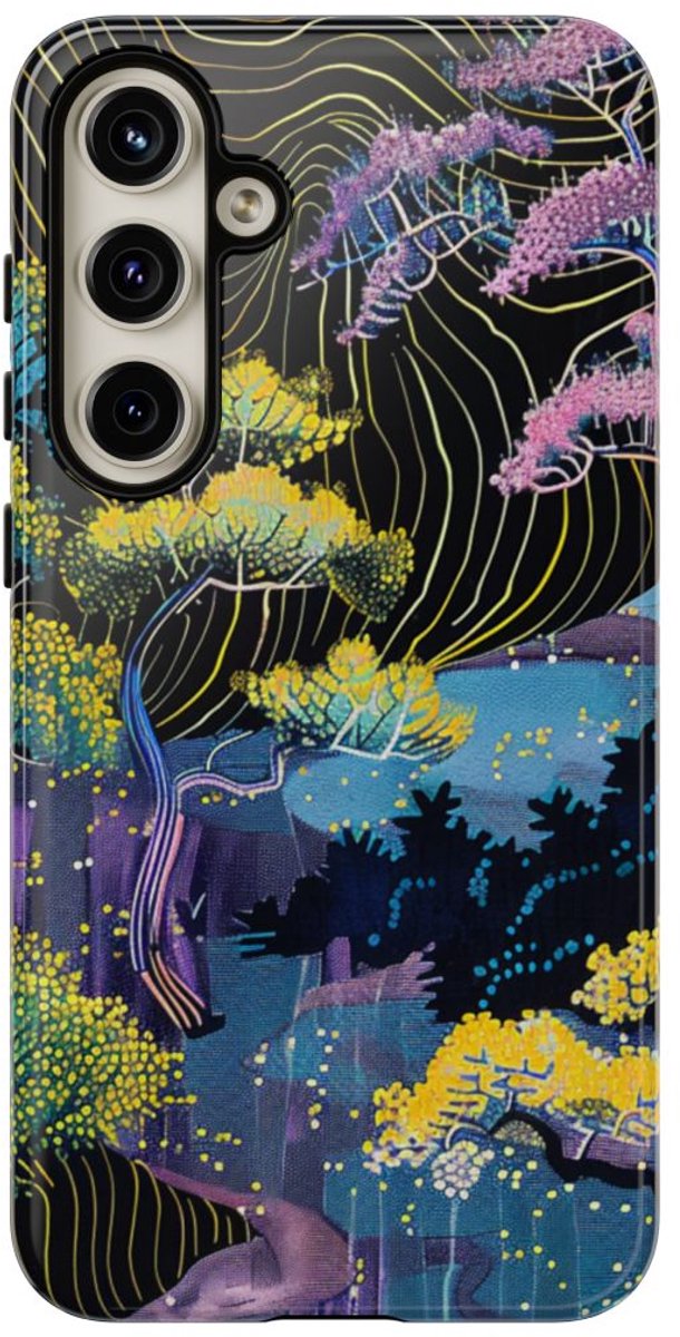 Kleurrijk Abstract Boomlandschap – Telefoonhoesje Geschikt voor Samsung Galaxy S24 Plus