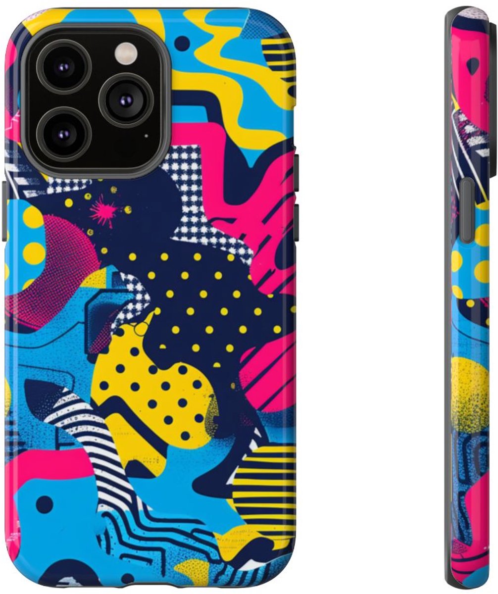 Vrolijk Abstract Geometrisch Patroon – Telefoonhoesje Geschikt voor iPhone 14 Pro Max