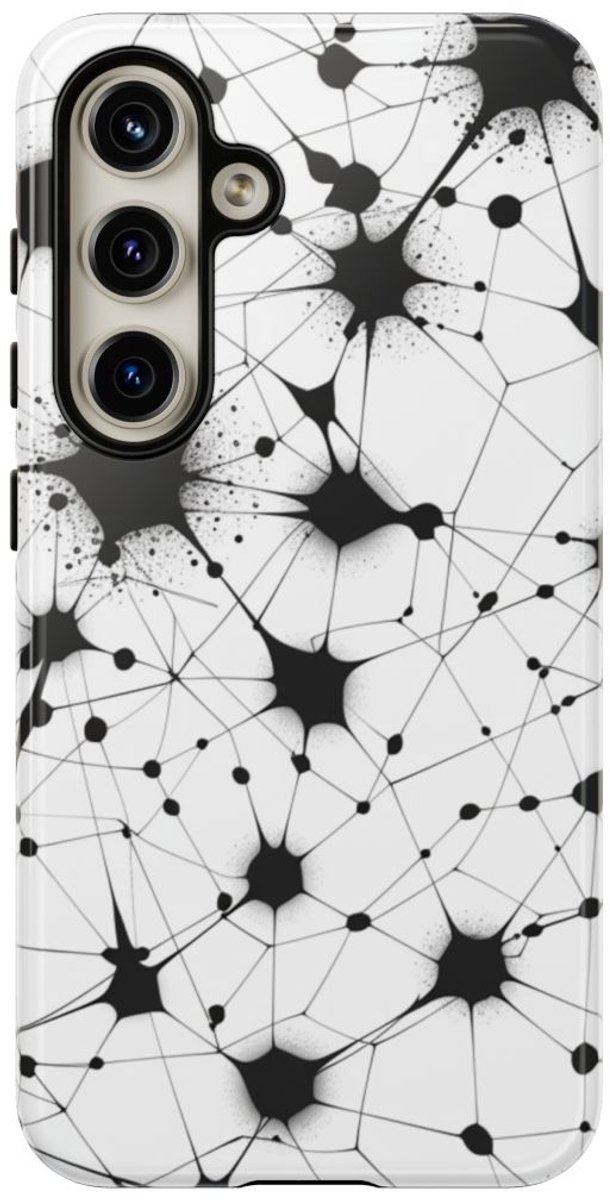 Zwart-Wit Abstract Netwerkpatroon – Telefoonhoesje Geschikt voor Samsung Galaxy S24