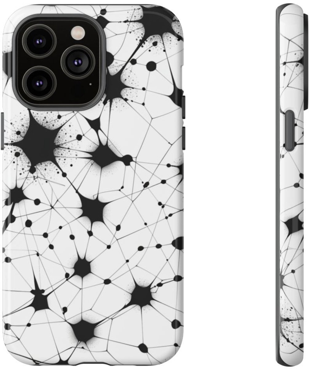 Zwart-Wit Abstract Netwerkpatroon – Telefoonhoesje Geschikt voor iPhone 14 Pro Max