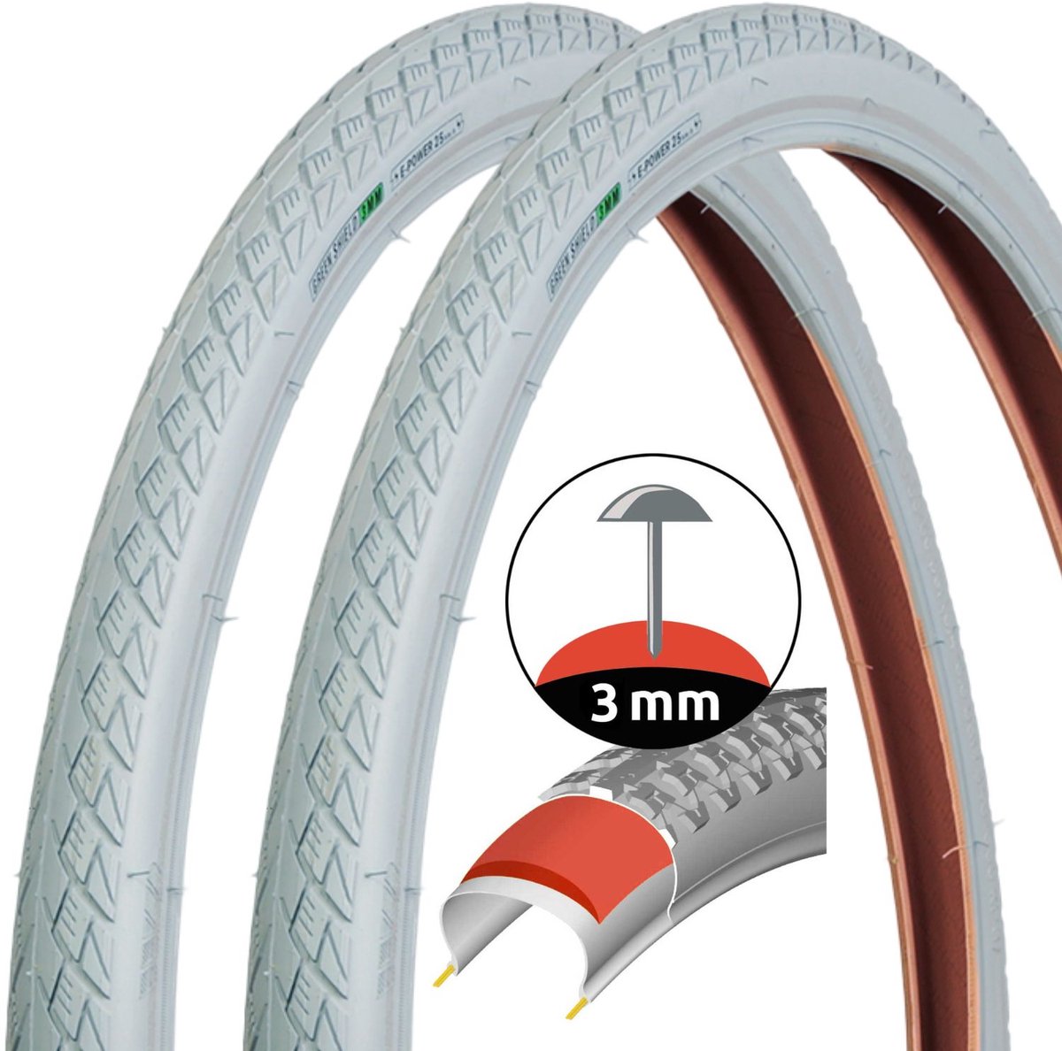 2x Fietsbanden Grijs Retro Stijl 28" 40-622 Lekvrij