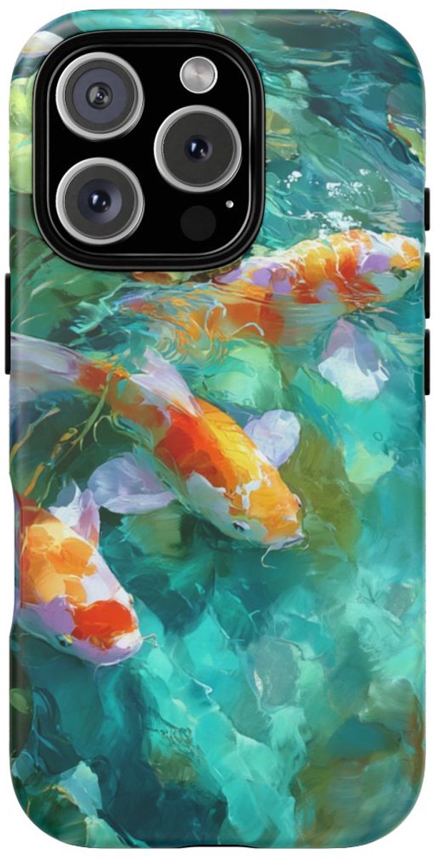 Koi Karpers en Waterlelies – Telefoonhoesje Geschikt voor iPhone 16 Pro