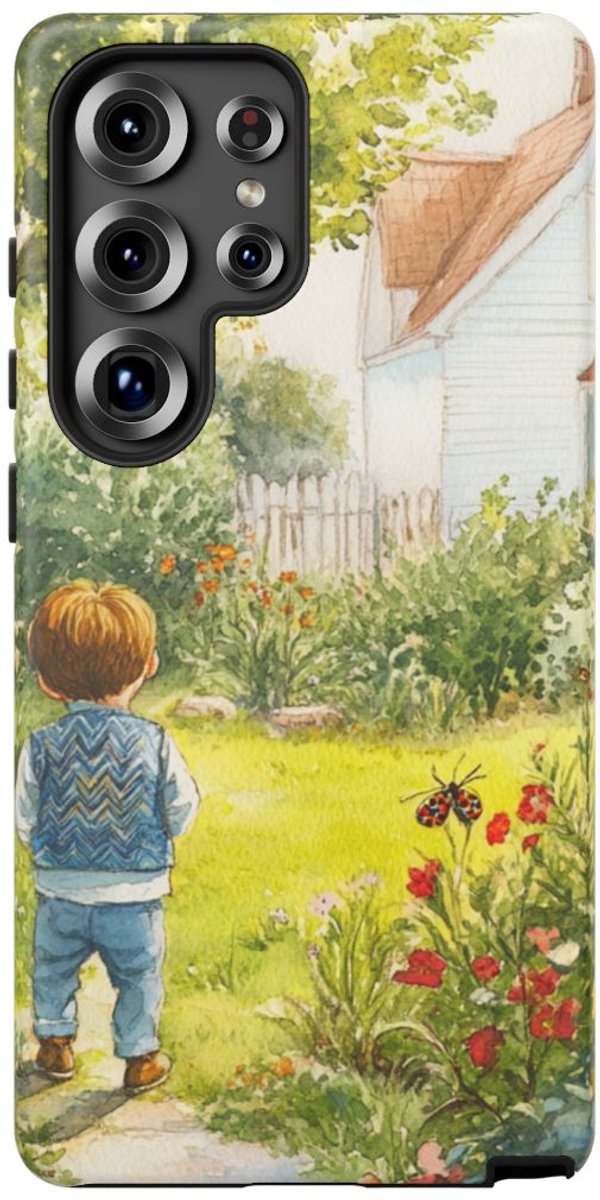 Kind in de Tuin Aquarel – Telefoonhoesje Geschikt voor Galaxy S25 Ultra
