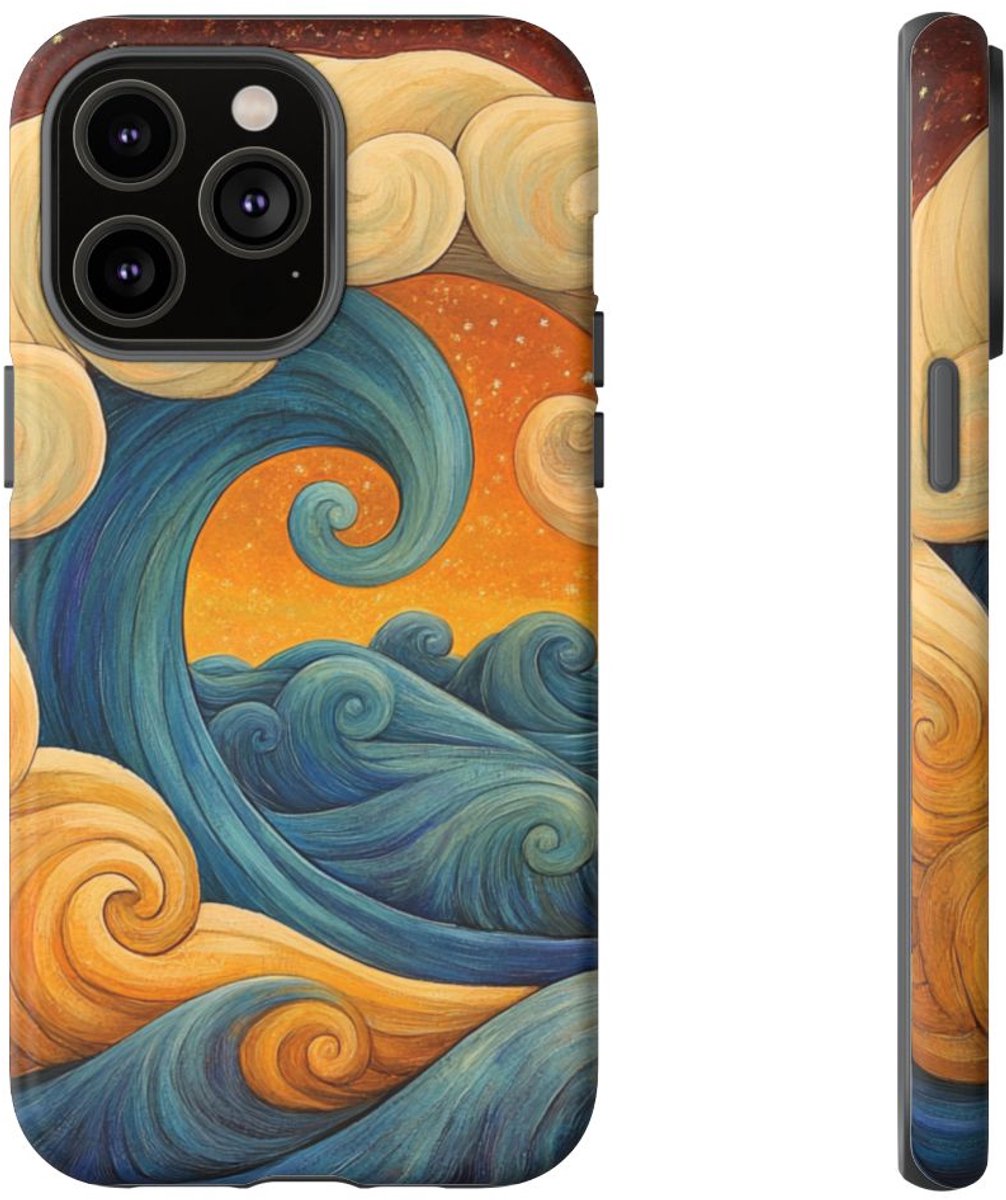 Spiraalvormige Golfillustratie – Telefoonhoesje Geschikt voor iPhone 14 Pro Max
