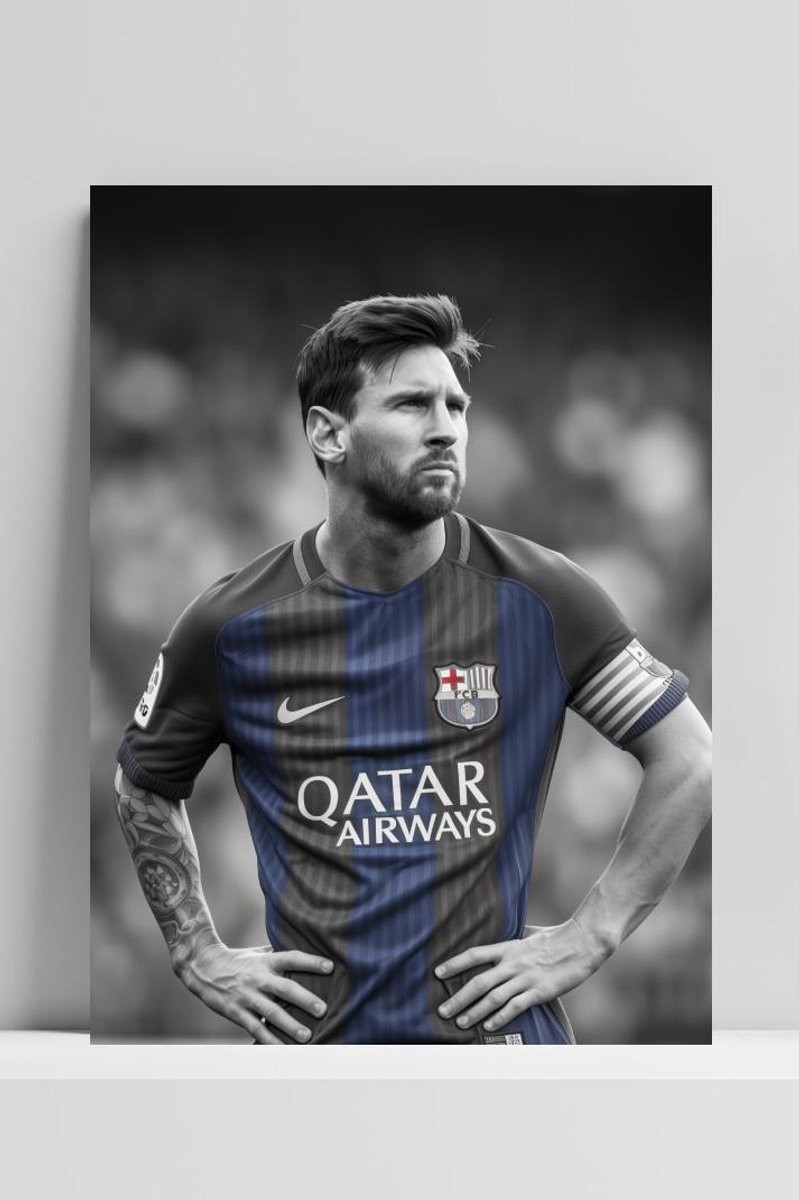 Messi Poster - Barcelona - Voetbal - Spelmaker - Legende - Voetbaltactiek - Talent - posters - formaat 60x90cm - DB2626YR - 3mm DIBOND - Aluminium Plaat - Metalen Wandbord