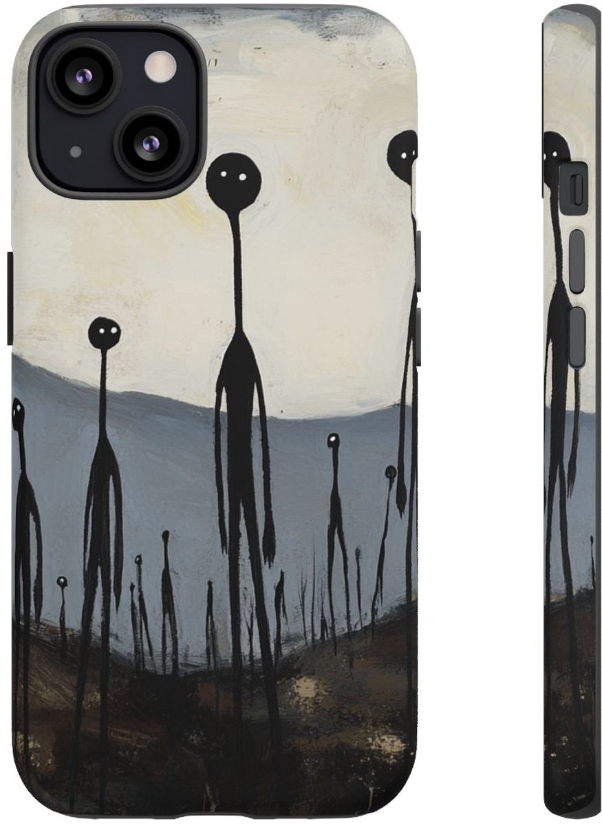 Spookachtig Stokfigurenlandschap – Telefoonhoesje Geschikt voor iPhone 13