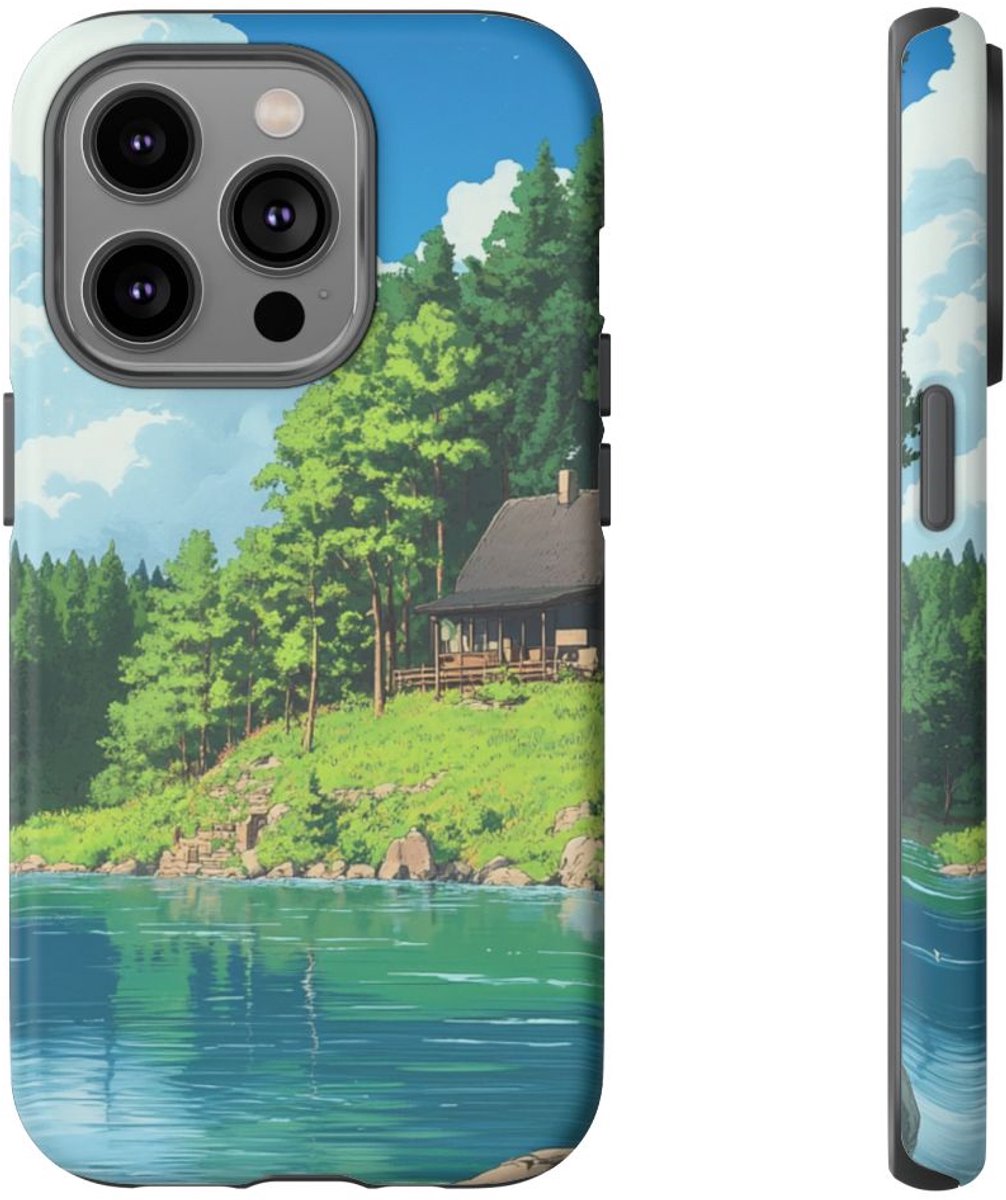 Weelderig Groen Bosmeer – Telefoonhoesje Geschikt voor iPhone 14 Pro