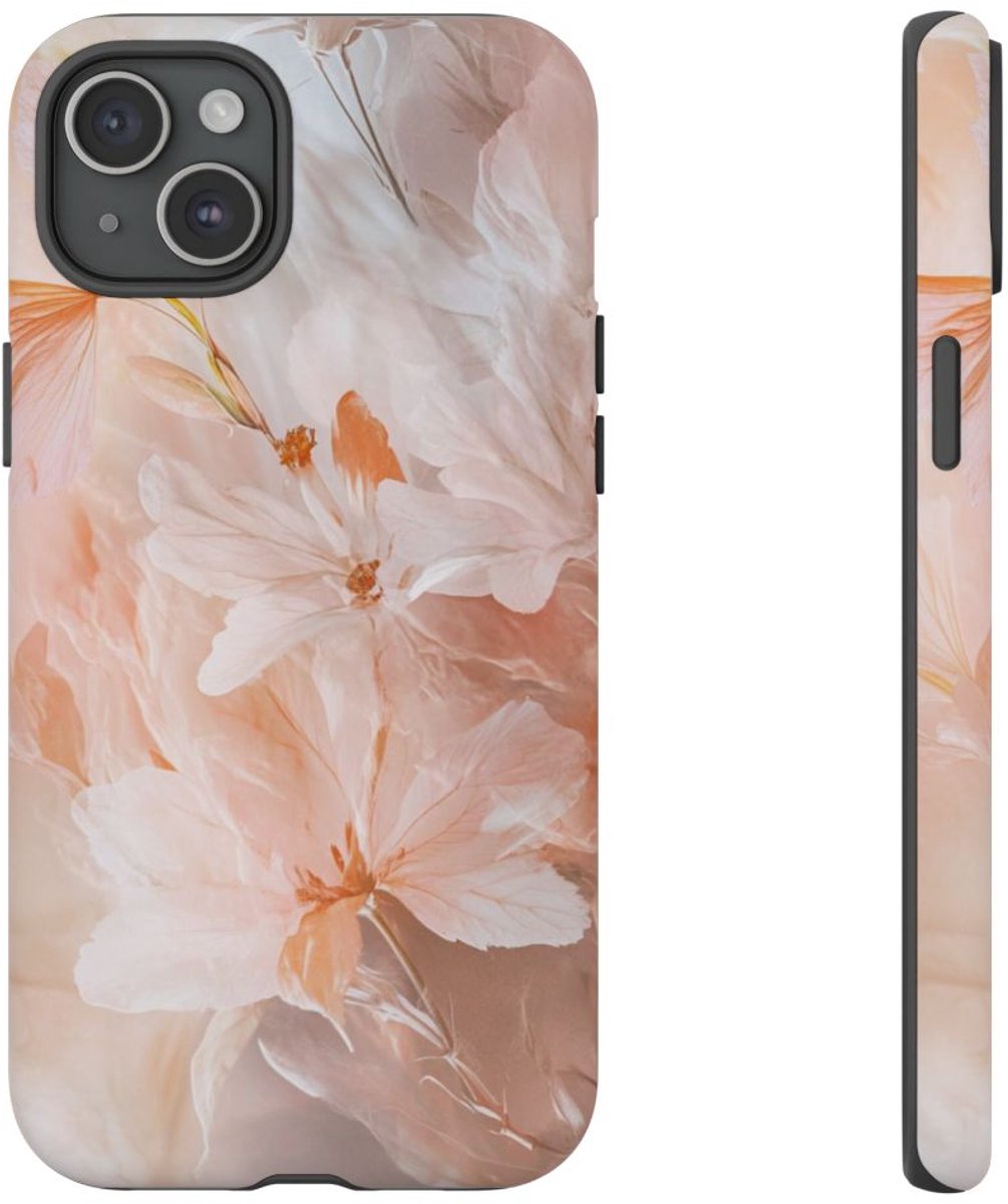 Zachte Pastelkleurige Bloemen Abstract – Telefoonhoesje Geschikt voor iPhone 15 Plus