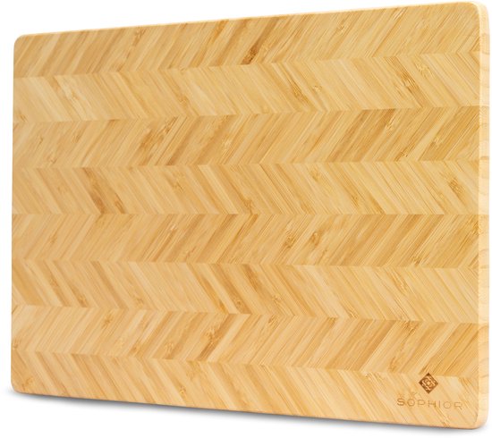 Planche à découper SOPHIOR en bois de Bamboe - Motif à chevrons - Planche à découper en bois pour la Cuisine - Bois de Bamboe 100 % durable certifié FSC - Accessoires BBQ - Planche à découper en bois - Planches à découper - 35 cm x 25 cm x 1,8 cm