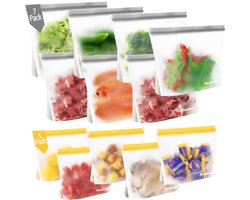 12-pack herbruikbare diepvrieszakken met staande bodem, siliconen zakken voor voedsel, opbergzakken, boterhamzakjes, keukenzakken voor groenten, melk, snacks, vlees