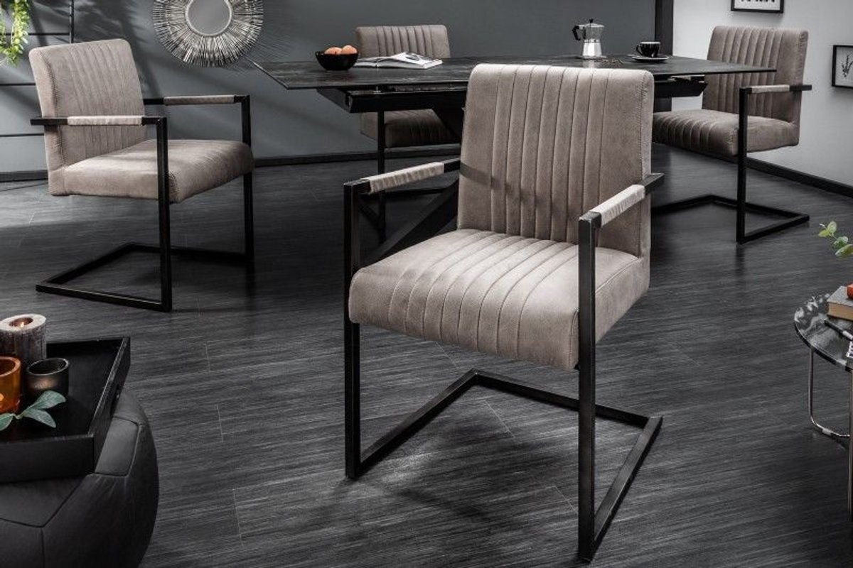Invicta Interior Moderne sledefauteuil BIG ASTON taupe geborsteld ijzeren frame - 39055 Zie omschrijving