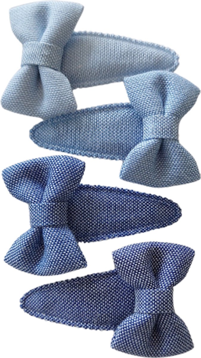 Baby haarspeldjes met strik - denim