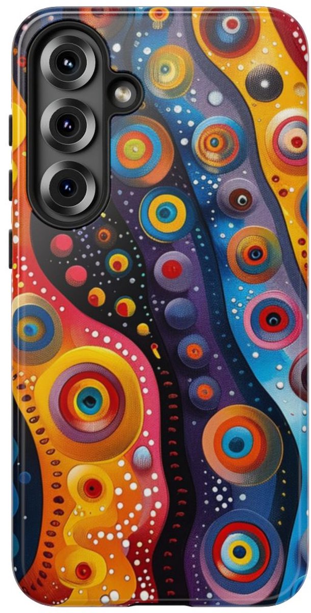 Kleurrijk Abstract Cirkelpatroon – Telefoonhoesje Geschikt voor Samsung Galaxy S25 Plus