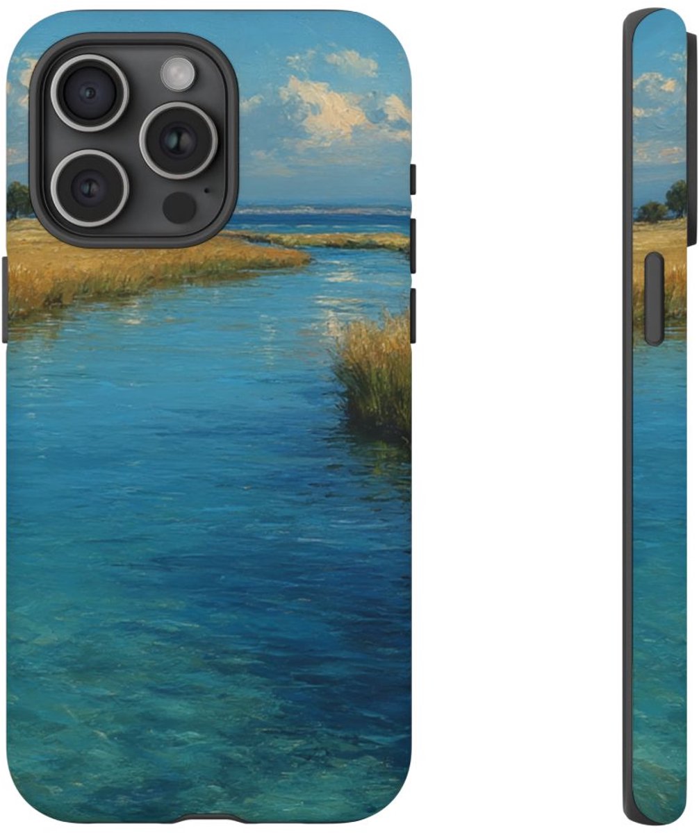 Blauw Lagunelandschap – Telefoonhoesje Geschikt voor iPhone 15 Pro Max
